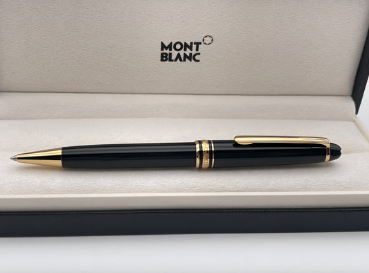 New Montblanc Meisterstück 164P Black Ballpoint Pen – Gold Trim, Full Box, Made in Germany