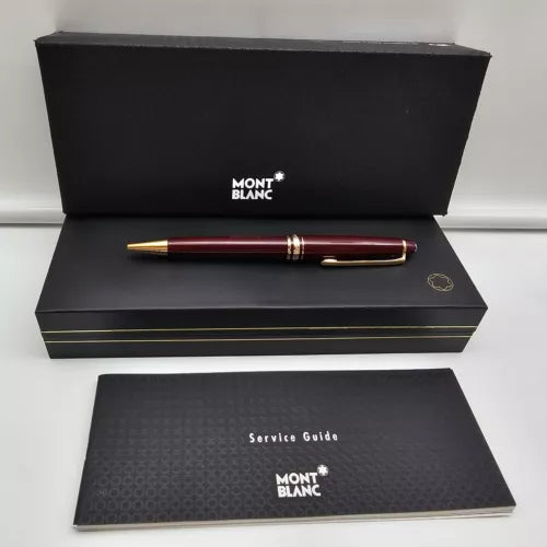 Montblanc Meisterstück Classique 164R Burgundy Red Ballpoint Pen – Gold Trim, Luxury Writing