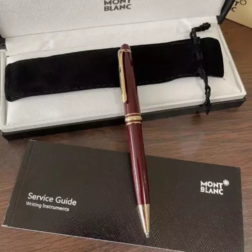 Montblanc Meisterstück Classique 164R Burgundy Red Ballpoint Pen – Gold Trim, Luxury Writing