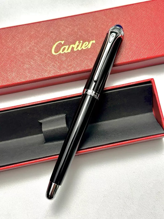 NEW Cartier Black Composite Silver Executive Rollerball Pen – Rare VIP Gift, Luxury Writing Instrument